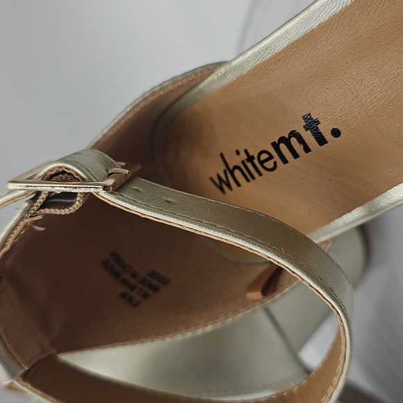 G White Mountain Gold Strappy Heeled Sandal Edge sz 5.5 hot nightlife block heel - Picture 8 of 11